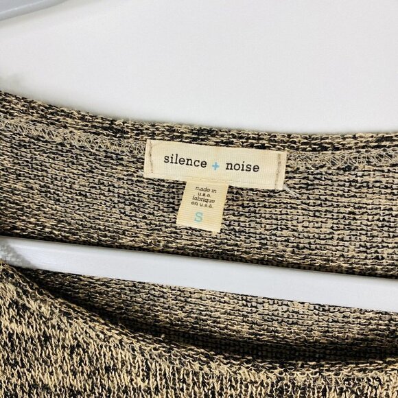 Silence Noise Size Small Asymmetric Hem Open Knit Lightweight Sweater Tan Black - Picture 3 of 4